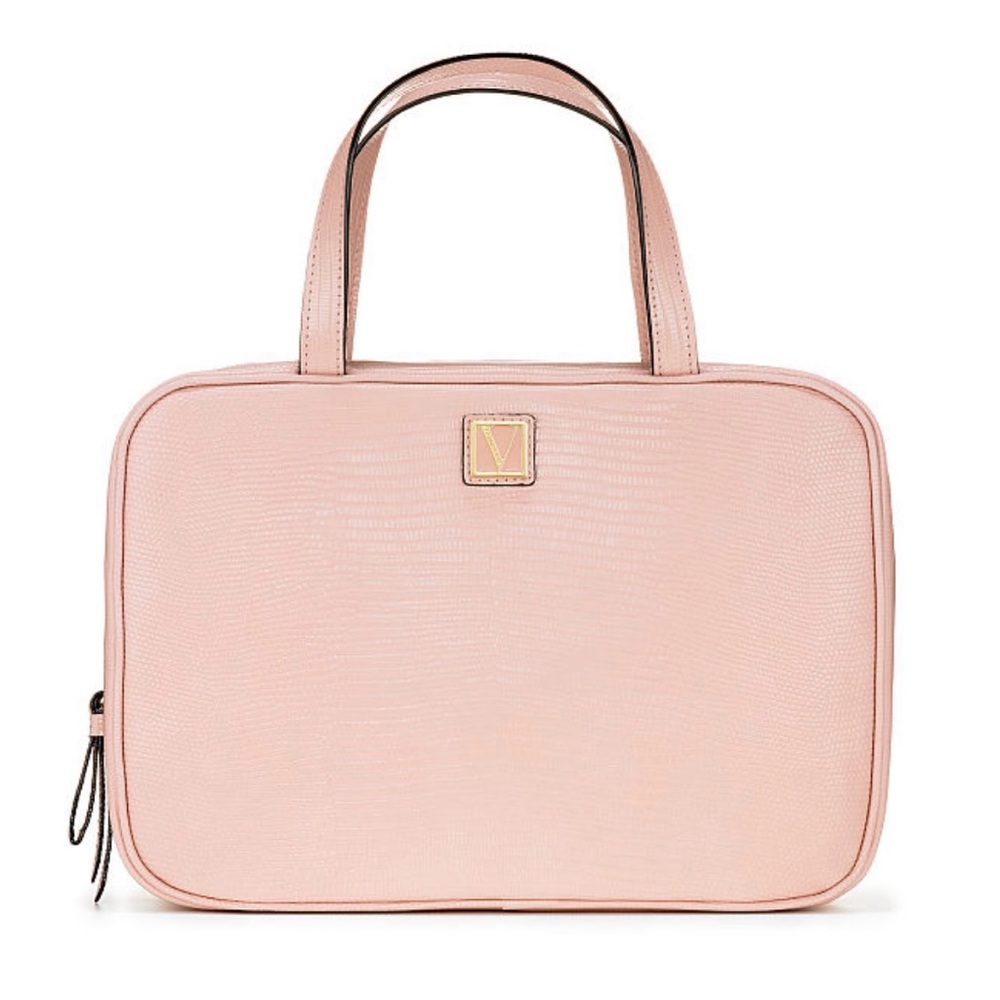 Victoria's Secret Hanging Makeup Bag Toiletries Travel Case Blush Lizard NEW